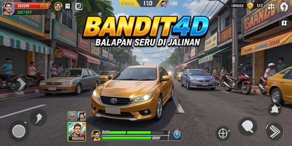 Screenshot utama dari BANDIT4D menampilkan aksi balapan yang mendebarkan di jalanan.