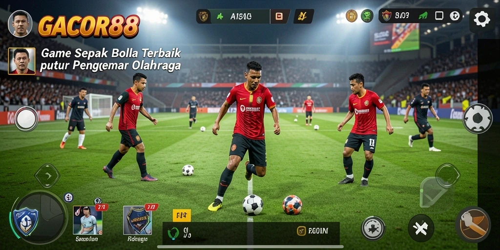 Menampilkan aksi seru dalam game sepak bola GACOR88.
