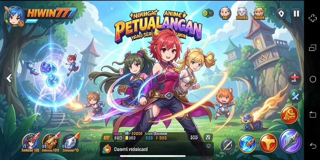 Tampilan gameplay anime yang menarik dan penuh warna.