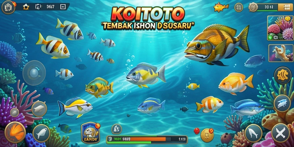 Tampilan gameplay Tembak Ikan yang menarik dan penuh warna.