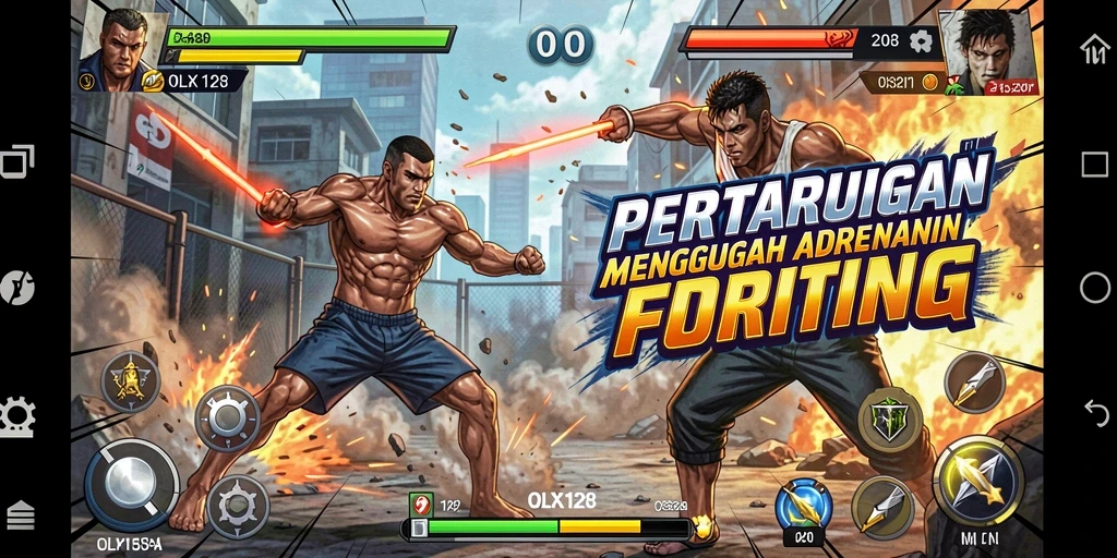 Screenshot menampilkan aksi pertarungan mendebarkan dalam OLX128.