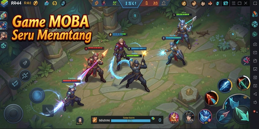 Gameplay seru dan mendebarkan di arena pertarungan MOBA.