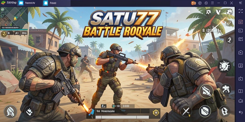 Screenshot SATU77 memperlihatkan aksi Battle Royale yang seru.