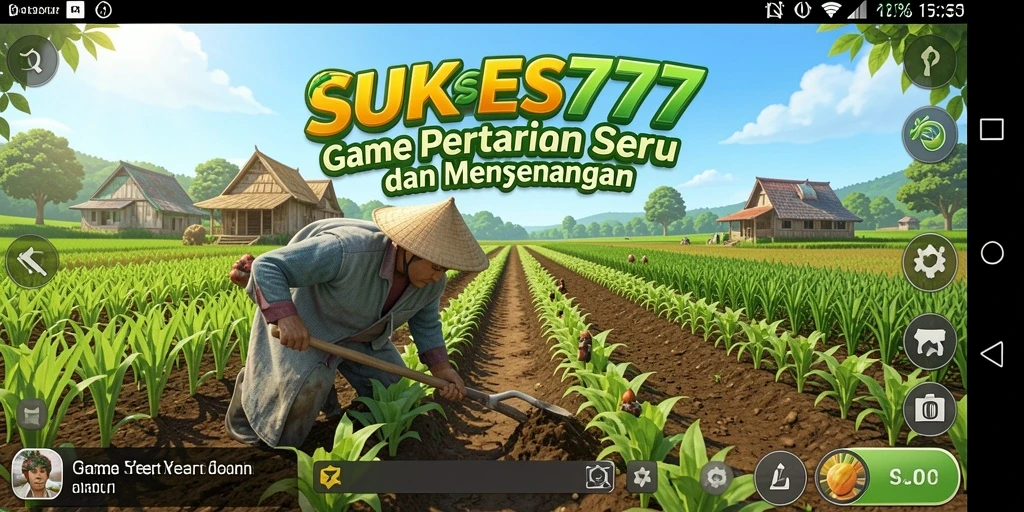 Tampilan gameplay menarik dengan ladang yang subur dan tanaman yang mekar.
