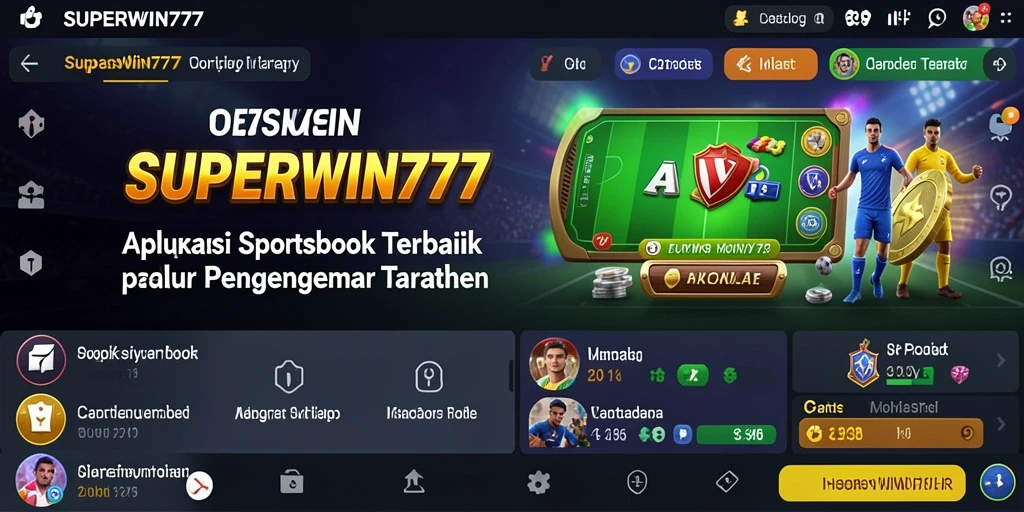 Tampilan utama aplikasi SUPERWIN777 dengan berbagai opsi taruhan.