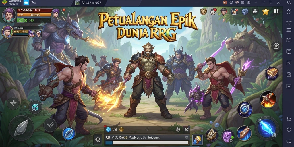 Tangkapan layar gameplay yang menampilkan pertempuran epik dan karakter dalam <strong>VM777</strong>.